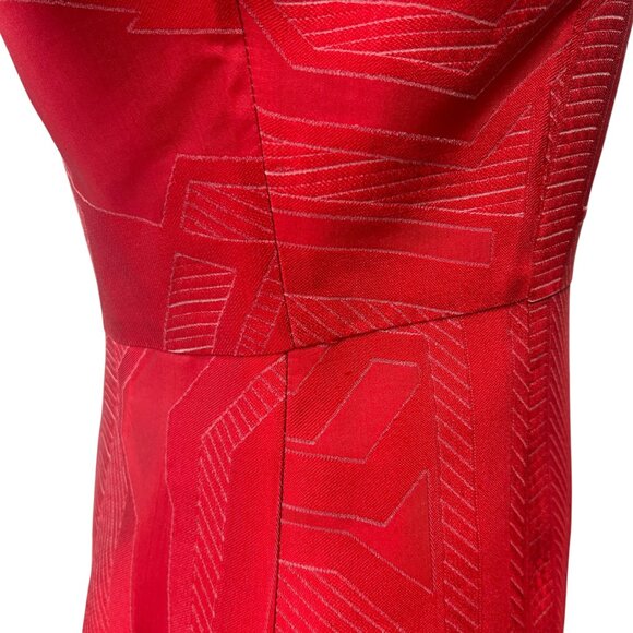 Fendi Red Geometric Dress sleeveless v-neck zip closure no material tag - Picture 4 of 8